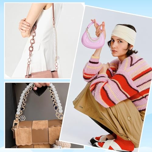 PALAY® 4PCS Bag Straps for Sling Pearl Flower Charms Accessories Extender Chain Purse Shoulder Replacement Double Layered Handbags Phone Case PALAY® 4PCS Bag Straps for Sling Pearl Flower Charms Accessories Extender Chain Purse Shoulder Replacement Double Layered Handbags Phone Case
